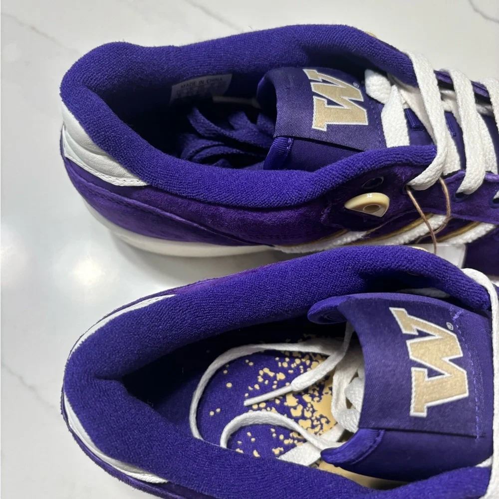 adidas Purple Suede Sneakers with White and Gold Accents